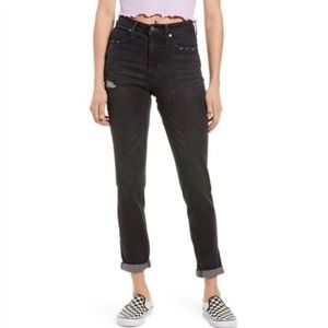 BP Women's Black Wash Factory Distressed Mom Jeans Size 30